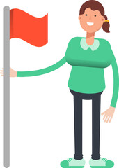 Girl Character Holding Flag

