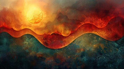 Contemporary Islamic art with flowing lines and digital brush strokes