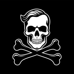 Skull and crossbones monochrome silhouette vector illustration