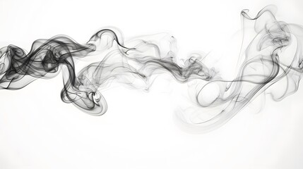 Fototapeta premium Floating Smoke Swirls: Ethereal smoke swirls in various patterns, floating gracefully against a pure white background. 