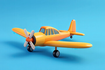 A yellow helicopter 3D model isolated on the blue background.