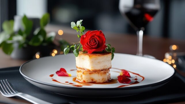 Francesinha elegantly garnished with rose petals, adding a unique and sophisticated touch to this hearty Portuguese sandwich.