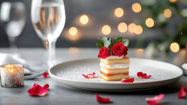 Francesinha elegantly garnished with rose petals, adding a unique and sophisticated touch to this hearty Portuguese sandwich.