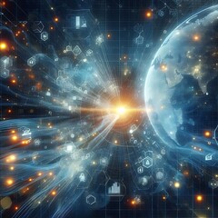 Obraz premium Abstract digital wave Technology, futuristic background. 