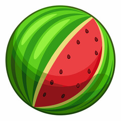 A Whole Watermelon with a Slice Cut Open