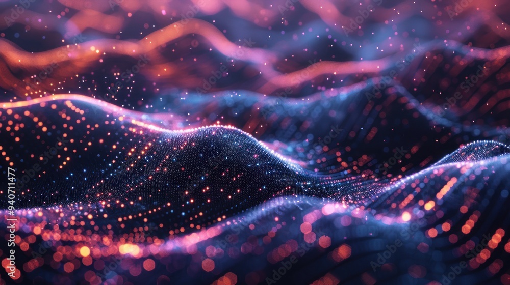 Aufkleber digital wave image with small elements background mockup