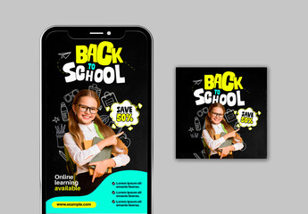 Back To School Social Media Offer with AI Illustrations