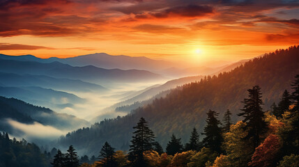 Obraz premium Smoky mountain sunset