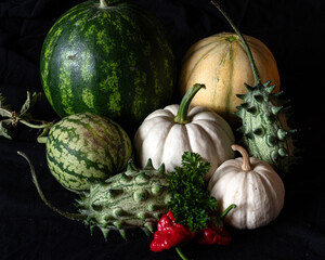 Photo of various fruits and vegetables, seasonal vegetables, autumn