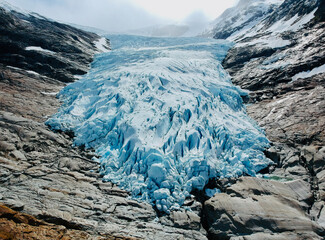 The ice formations of the Engabreen glacier arm, part of Svartisen glacier in Norway © PhotosByTIM