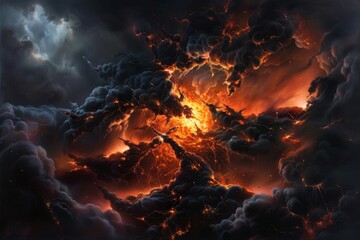 A torch amidst a feverish firestorm, surrounded by raging heat and chaotic flames. 