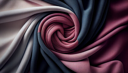 Abstract set of fabrics, colourful textile samples, different types of linen, cotton, silk composition. Generative AI