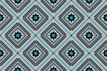 Fabric flower pattern art. Geometric ethnic seamless pattern in tribal. Design for background, wallpaper, vector illustration, fabric, clothing, carpet, textile, batik, embroidery.