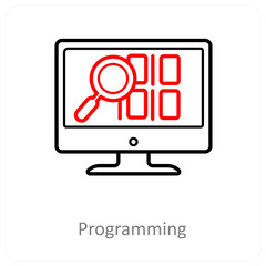 Programming and Big data icon concept