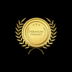Winner badge gold vector illustration