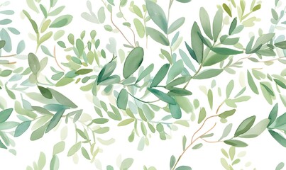 Fototapeta premium seamless pattern of watercolour leaves, Generative AI