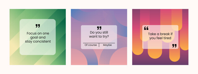 Gradirent design set for quotes or social media post vector design. not editable text