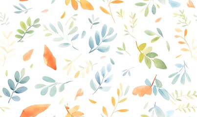 seamless pattern of watercolour leaves, Generative AI