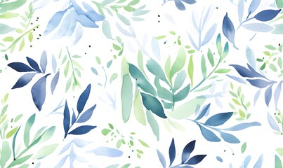 Fototapeta premium seamless pattern of watercolour leaves, Generative AI