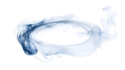 Smoke Ring: A perfectly formed smoke ring floating in the air, with wisps of smoke trailing off, on a white background.
