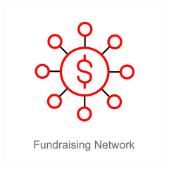 Fundraising network and Funds icon concept