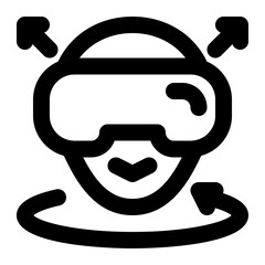head tracking, motion tracking, motion detection, virtual reality, glasses, vr glasses, user, simulation outline icon