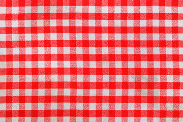 Red and white checkered plaid table cloth