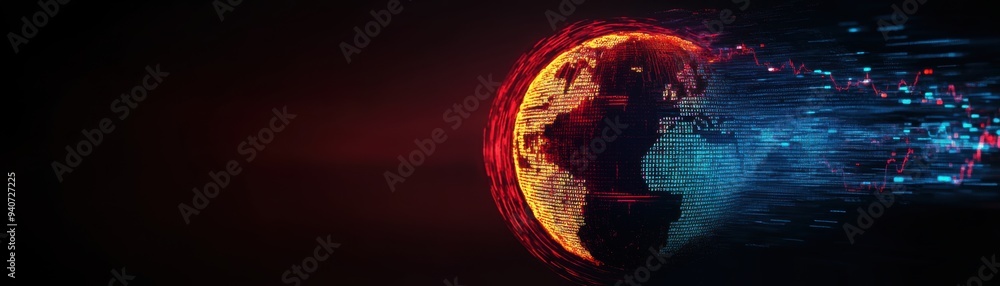 Poster global economic indicators in 3d visualization - analyzing market data streams worldwide