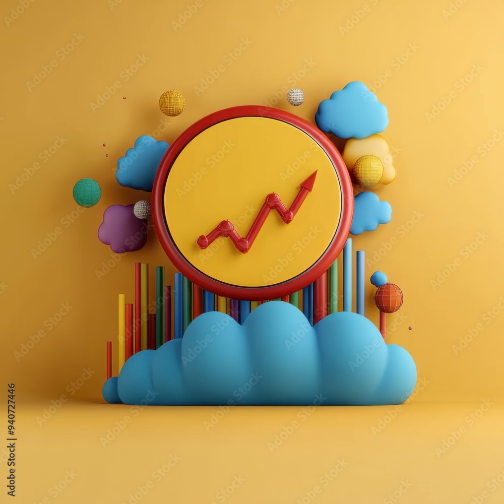Aufkleber dynamic business statistics infographics and charts with data points - 3d illustration for analytica