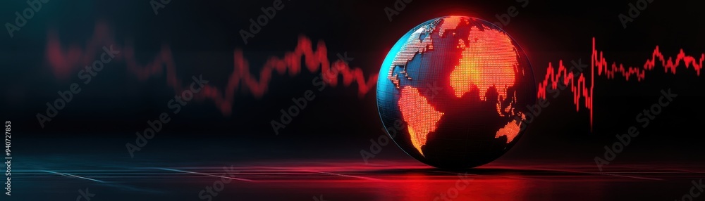 Poster global market forecast: 3d statistical graphs of worldwide economies - data analysis and prediction 