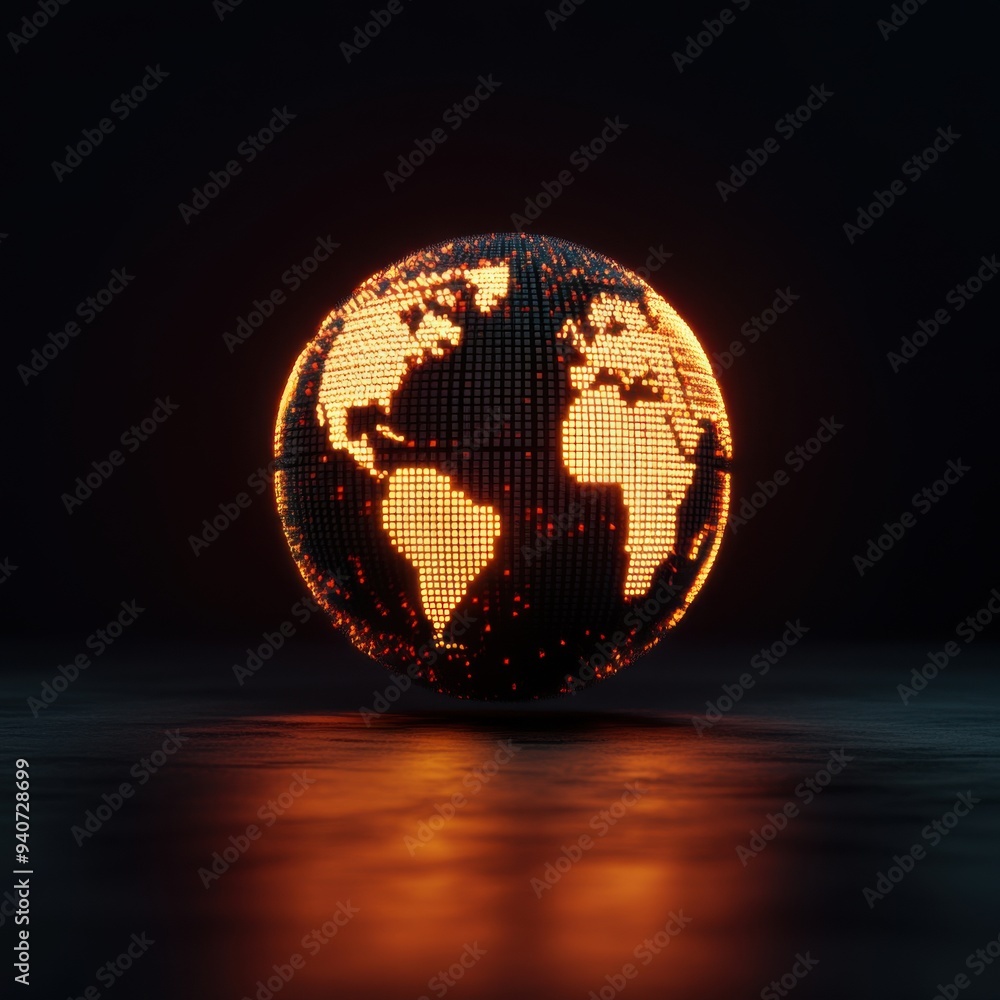 Poster global markets and economic reports in 3d perspective - statistical data visualization concept