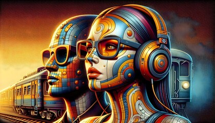 Ciborgs de Estilo Retro Futurista en el Metro