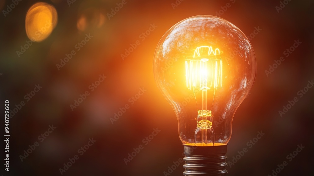 Aufkleber a close-up of a glowing incandescent light bulb with a warm, soft light emitting from it, highlighti