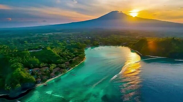 a volcano  and  a lake  in Indonesia
