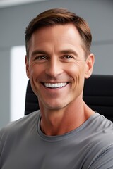 Good looking american male model smiling in the camera