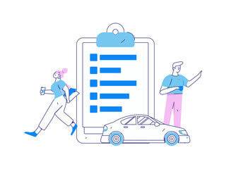 Buy insurance for car flat character vector concept operation illustration
