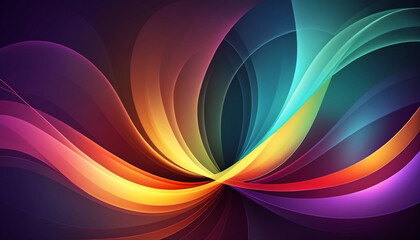 Fototapeta premium A colorful, abstract painting with a rainbow-colored swirl