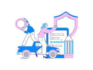 Buy insurance for car flat character vector concept operation illustration
