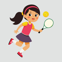 Girl playing tennis on white background