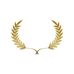 3d illustration of a golden laurel wreath symbolizing victory isolated on a white background