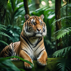 Fototapeta premium Angry tiger in the forest