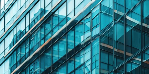Obraz premium Closeup of modern architectural facade highlighting abstract geometric patterns in a contemporary urban setting during daylight