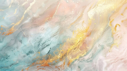 Fototapeta premium Watercolor effect. A luxurious background with golden glitter lines.Dreamy pastel with sparkles.Abstract textured background accessories.The marble is pink with golden lines. 