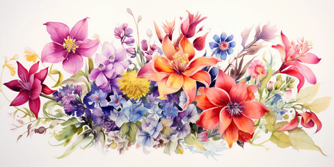 watercolor illustration of colorful flowers