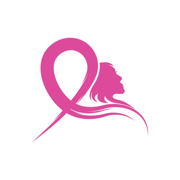 recommend clip art: Pink ribbon design with woman face. Breast cancer logo  awareness month.