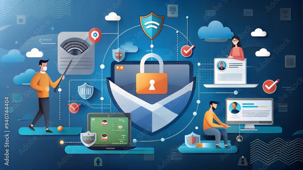 Poster cyber security of secure communication practices to avoid phishing