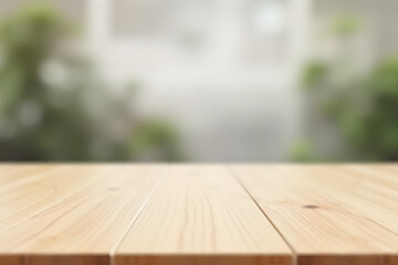 wood table top on blurred abstract background