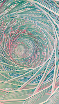 Geometric pattern intertwined in spiral tunnel