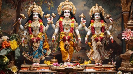 Lord Vishnu Shree Vishnu God Vishnu Narayana Hari with Laxmiji Goddess Lakshmi Vishnu