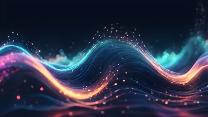 Obraz premium A colorful wave of light with a lot of sparkles